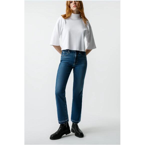 AMO NWT Bella Slight Boot Crop Denim Jean in Crush // 00 - Picture 1 of 15